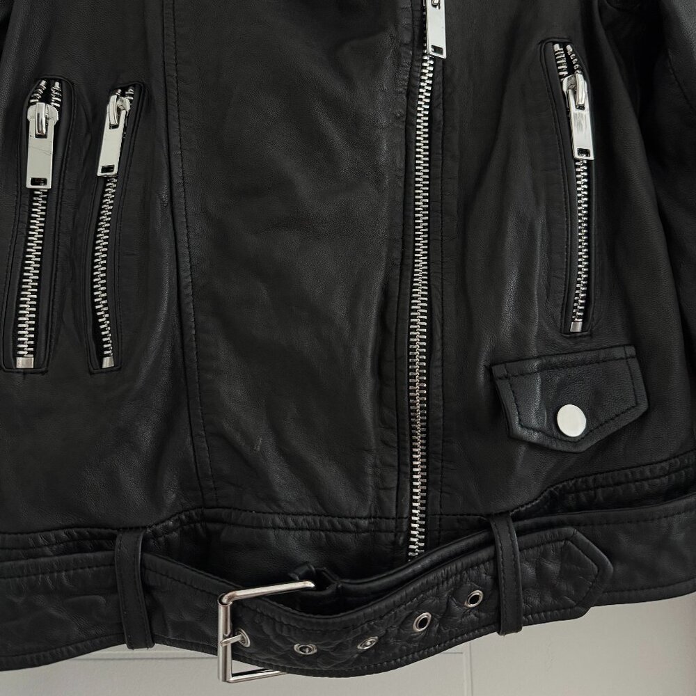 ZARA 100% Lambskin Leather Biker Jacket Size S 🖤 - Picture 3 of 16